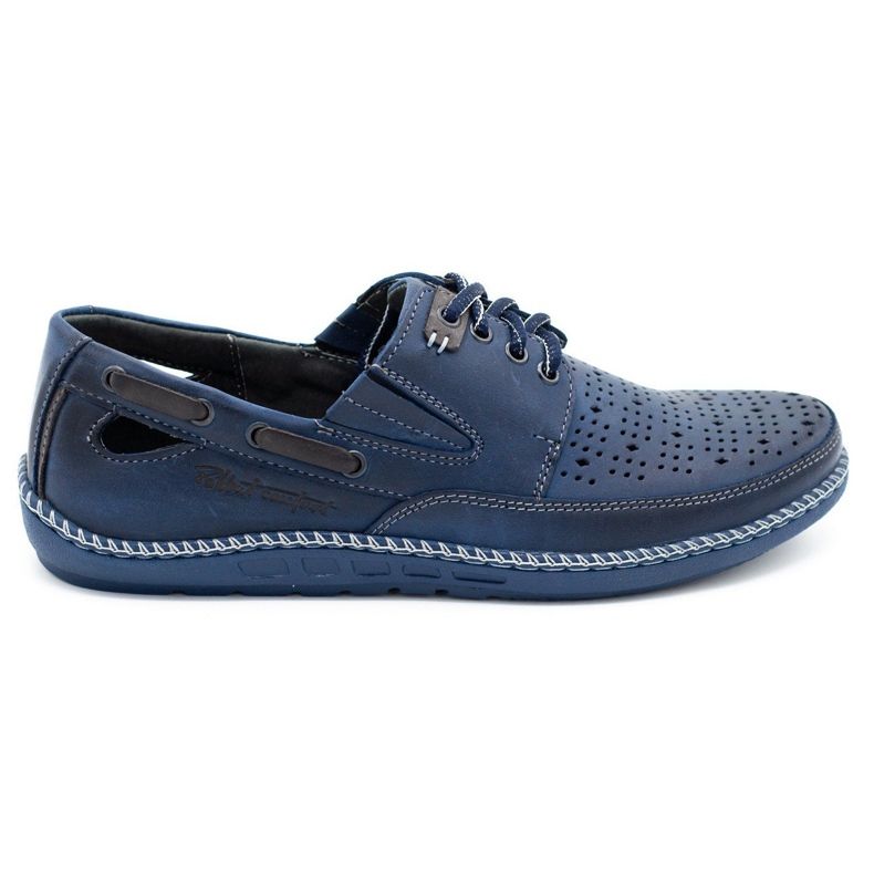 Polbut Sapatos masculinos, mocassins abertos J69L azul marinho