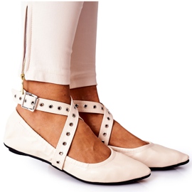 Bailarinas de couro dobrável Lu Boo Beige bege