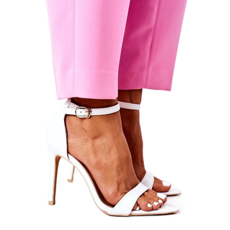 Sandálias elegantes com salto alto Lu Boo White branco Sandálias elegantes com salto alto Lu Boo White branco
