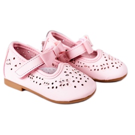 Apawwa Bailarinas de couro infantil com velcro rosa mireia