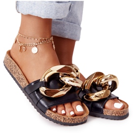 PS1 Chinelos pretos com uma corrente preta Last Dance