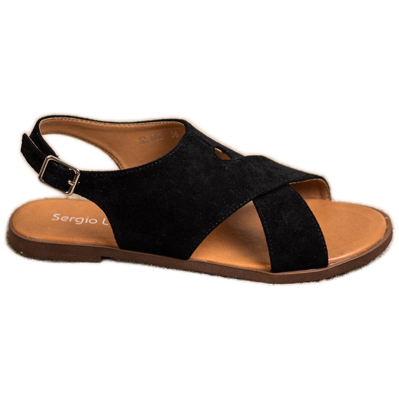 Sergio Leone Sandálias pretas planas preto