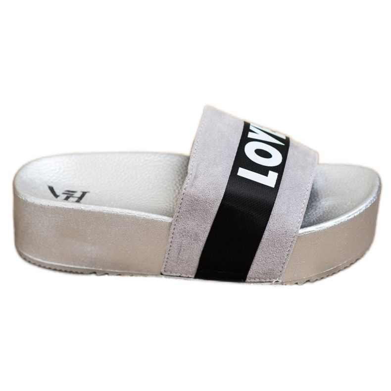 SHELOVET Chinelos na plataforma do amor prata cinza