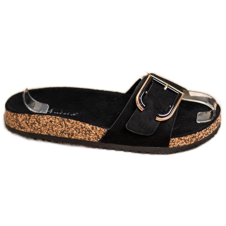 Anesia Paris Chinelos de camurça casuais preto