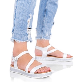 Sandálias femininas prateadas pêssego com brilho branco prata Sandálias femininas prateadas pêssego com brilho branco prata