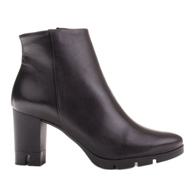 Marco Shoes Botas arrojadas de couro natural de grão com salto grosso preto