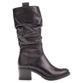 Marco Shoes Botas de couro femininas Marco preto