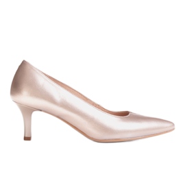 Marco Shoes Estiletes de platina 1039P clássicos e confortáveis ​​com salto baixo dourado