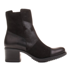 Marco Shoes Botas femininas confortáveis em uma combinação de couro granulado e nobuk preto Marco Shoes Botas femininas confortáveis em uma combinação de couro granulado e nobuk preto