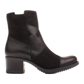 Marco Shoes Botas femininas confortáveis ​​em uma combinação de couro granulado e nobuk preto