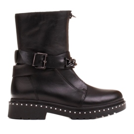Marco Shoes Botas de caminhada femininas Marco 1262B com corrente, Glany preto