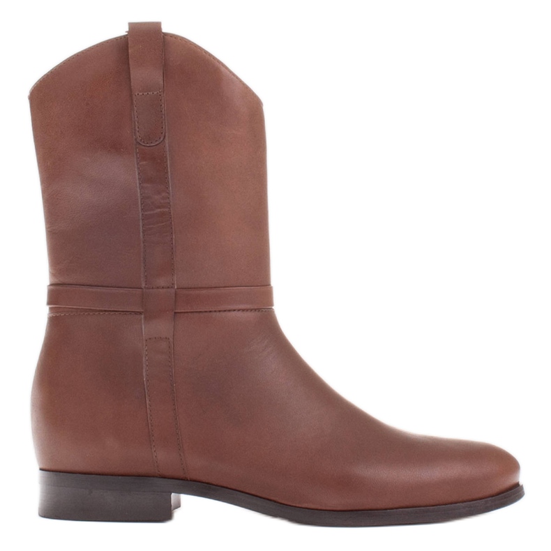 Marco Shoes Botas Marco com salto baixo feitas de couro natural delicado castanho