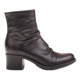 Marco Shoes Botas confortáveis de couro preto com franzido Marco Shoes Botas confortáveis de couro preto com franzido