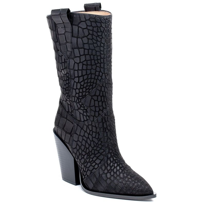 Marco Shoes Marco bota botas de cowboy de 1408K com motivo de animais preto