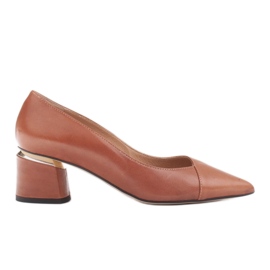 Marco Shoes Bombas marrom 1450P Marco com ouro no calcanhar castanho