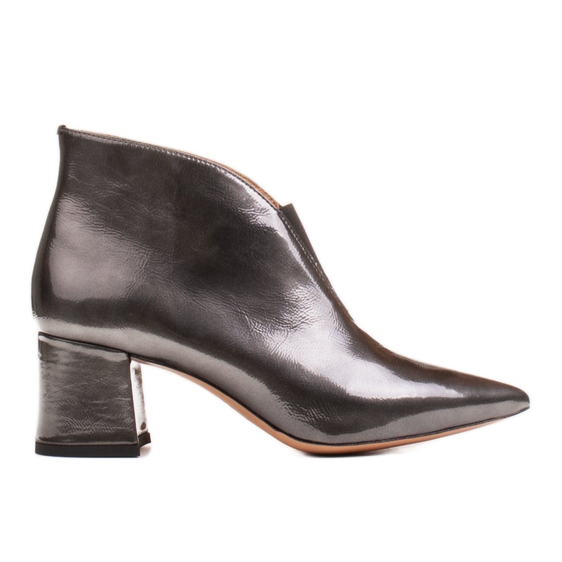 Marco Shoes Botins finos de couro cinza 1460B com parte superior de borracha