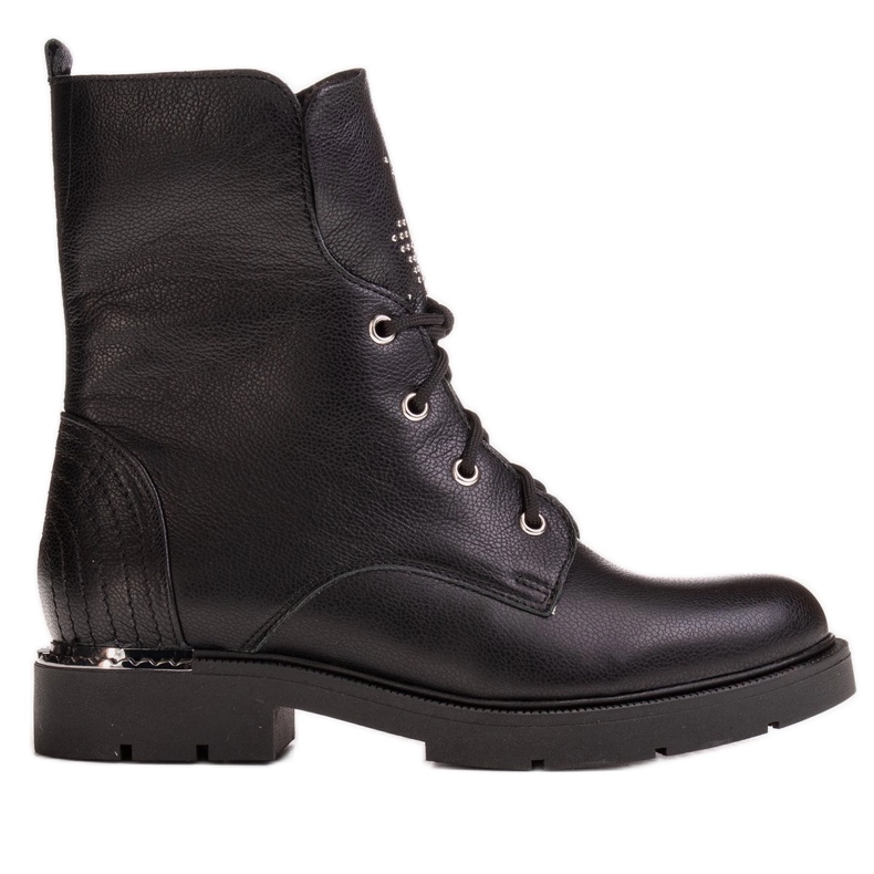Marco Shoes Marco 1342B amarrado botas femininas com jatos e zíper preto Marco Shoes Marco 1342B amarrado botas femininas com jatos e zíper preto