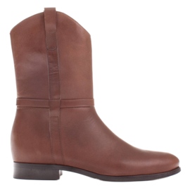 Marco Shoes Botas Marco com salto baixo feitas de couro natural delicado castanho