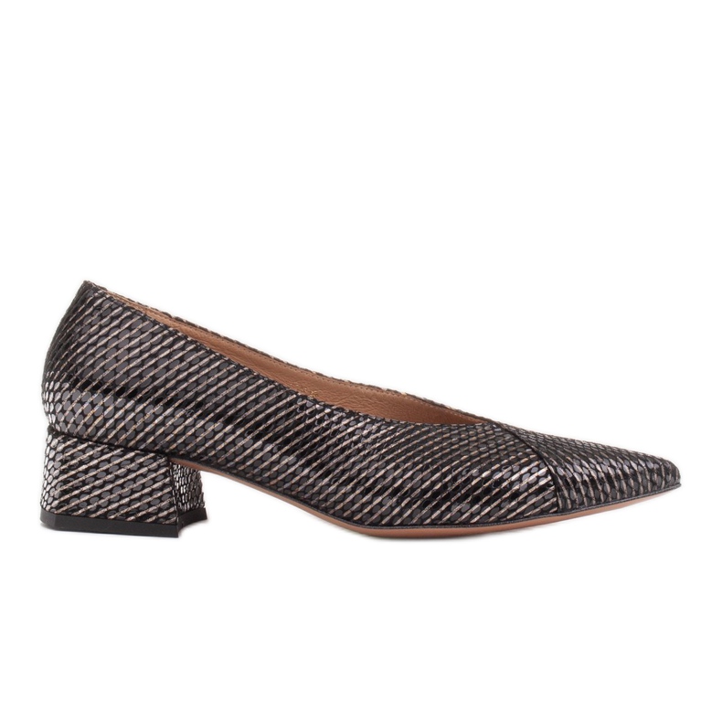 Marco Shoes Sapatilhas pretas feitas de couro listrado incomum preto