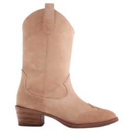 Marco Shoes Botas bege de camurça natural