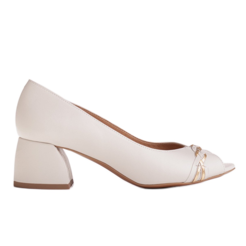 Marco Shoes Sapatilhas de couro branco 1577P com salto estável