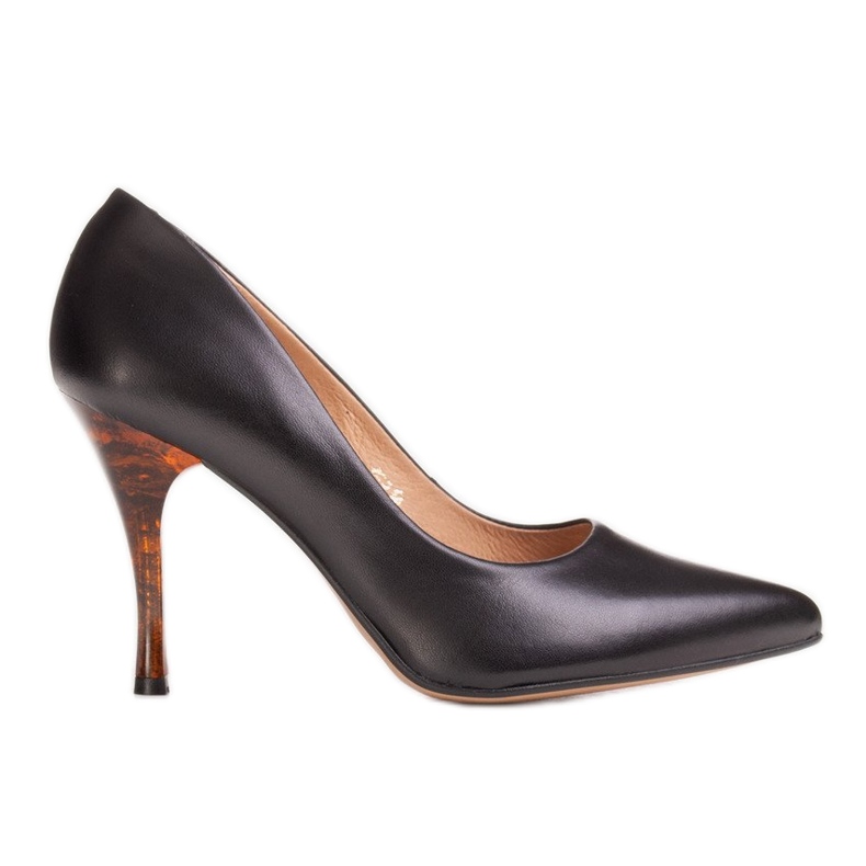 Marco Shoes Salto preto 1599P com salto âmbar