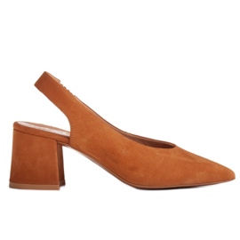 Marco Shoes Sapatos castanhos com salto de veludo natural marrom