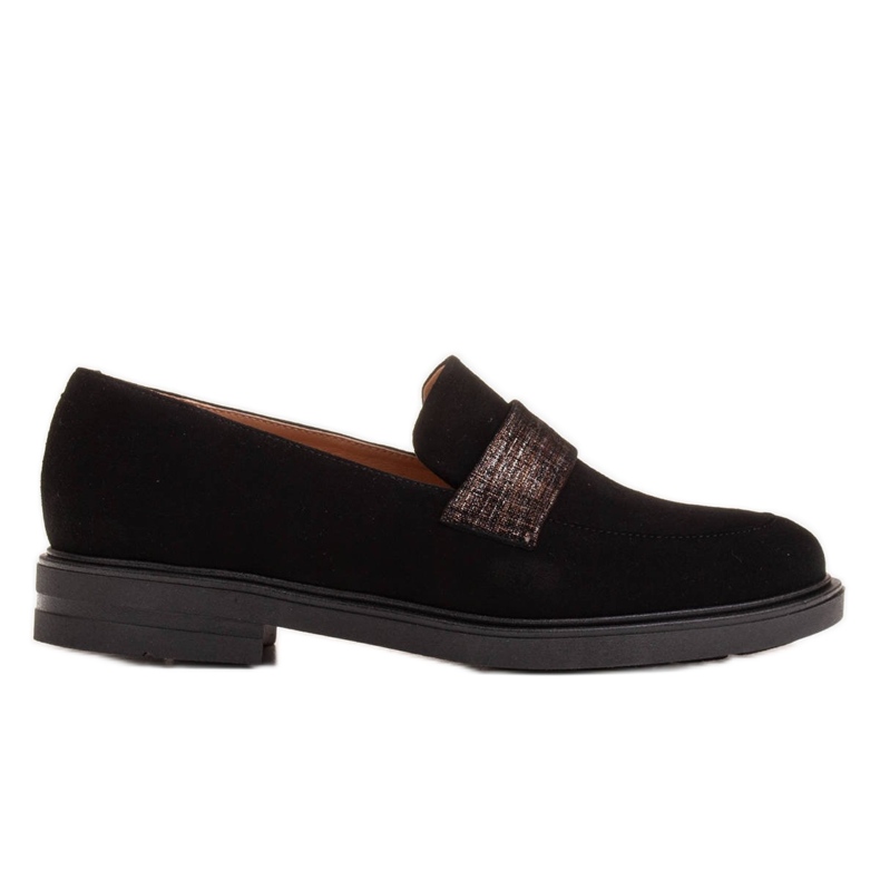 Marco Shoes Mocassins pretos com veludo com enfeites