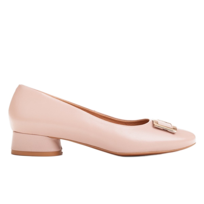 Marco Shoes Bailarinas de couro rosa com decoração dourada