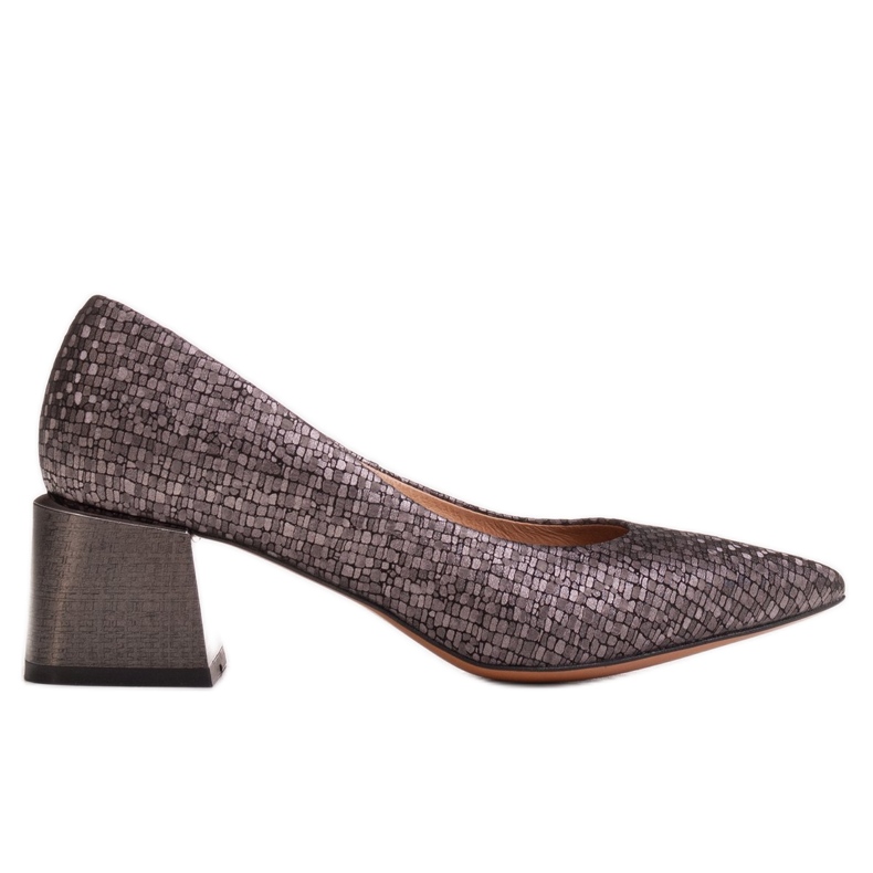 Marco Shoes Sapatos elegantes feitos de couro estampado cinza