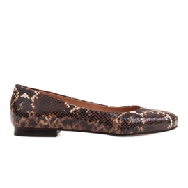 Marco Shoes Bailarinas castanhas com padrão de cobra castanho