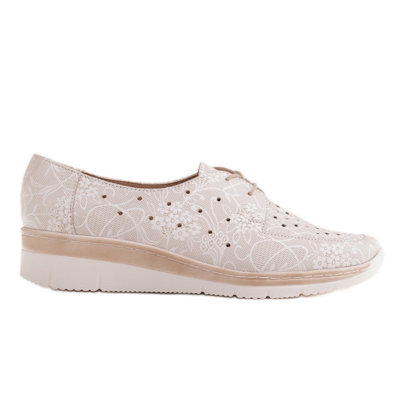 Radoskór Sapatos de cunha baixos confortáveis ​​para um pé mais largo bege