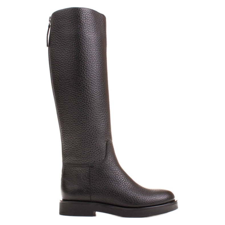 Marco Shoes Botas de cano alto em couro natural com relevo preto