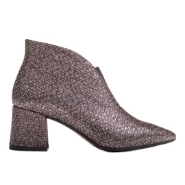 Marco Shoes Botins finos de couro cinza 1460B com parte superior de borracha