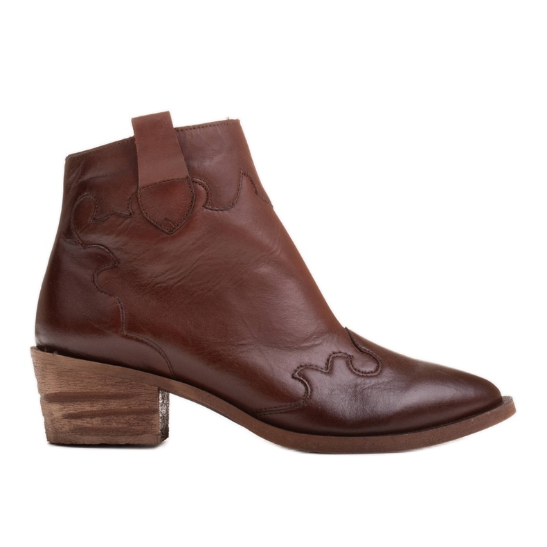Marco Shoes Botas de cowboy de couro granulado natural marrom sem isolamento castanho
