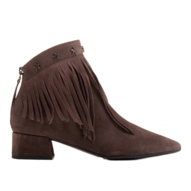Marco Shoes Botas de camurça originais com franjas decorativas marrom