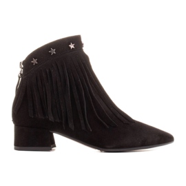 Marco Shoes Botas de camurça originais com franjas decorativas preto