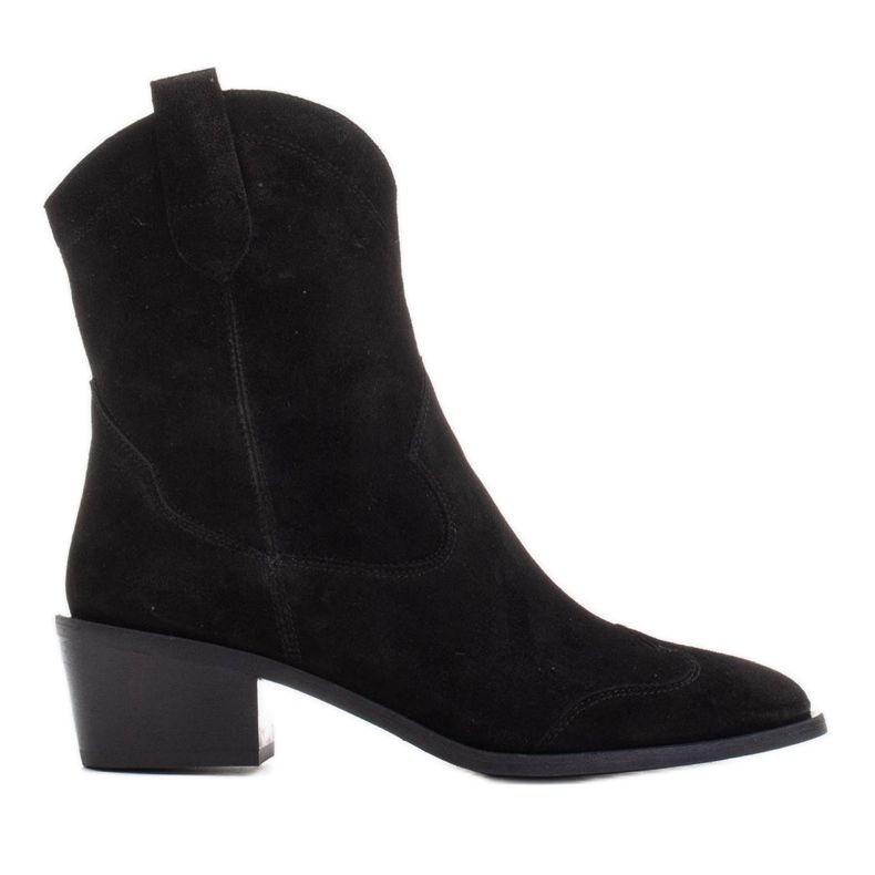 Marco Shoes Botas de cowboy pretas feitas de camurça natural sem isolamento preto