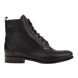 Marco Shoes Botas de couro com sola plana preto