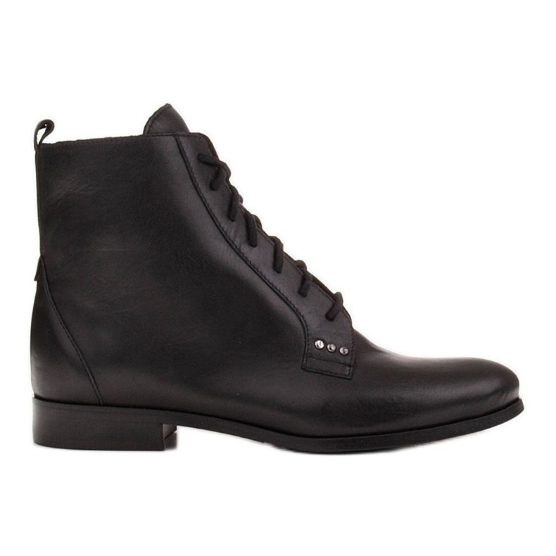 Marco Shoes Botas de couro com sola plana preto