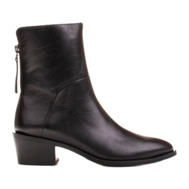 Marco Shoes Botins de couro preto com circunferência superior ajustável