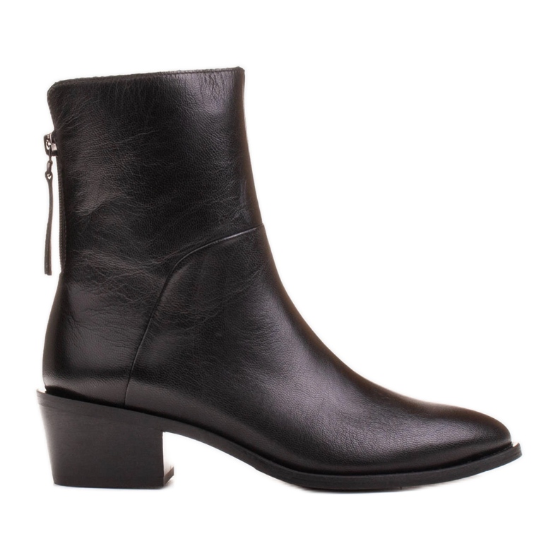 Marco Shoes Botins de couro preto com circunferência superior ajustável