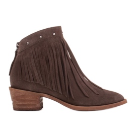 Marco Shoes Botas de cowboy marrons feitas de camurça natural com franjas marrom