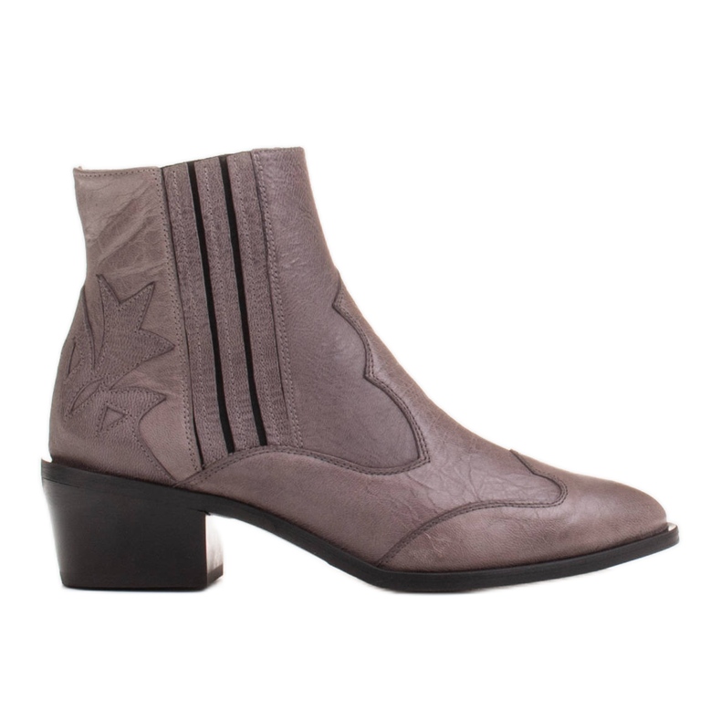 Marco Shoes Botas de cowboy cinza retrô com couro amarrotado