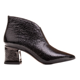 Marco Shoes Botins finos de couro preto 1460B com parte superior de borracha