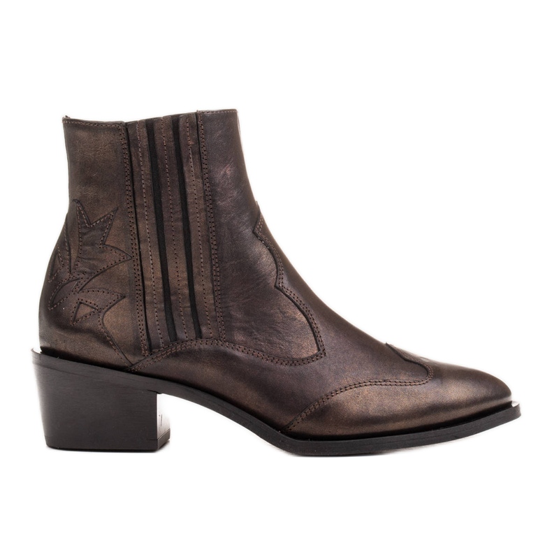 Marco Shoes Botas de cowboy pretas, couro dourado desbotado preto