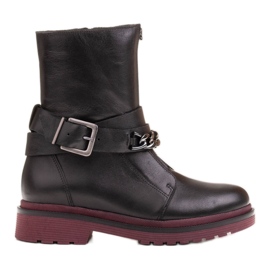 Marco Shoes Botas de caminhada femininas Marco 1262B com corrente, Glany preto