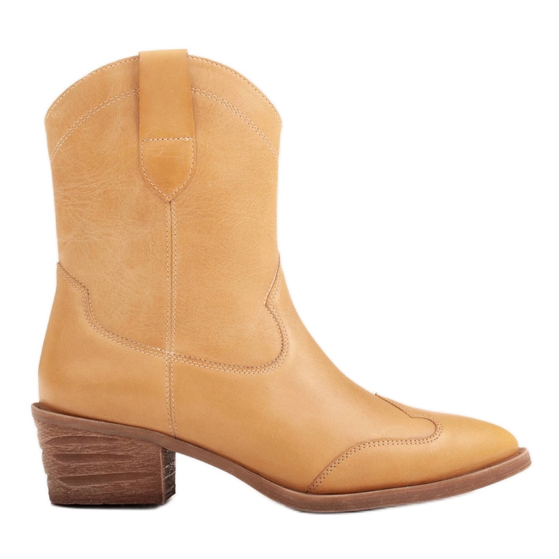 Marco Shoes Botas de cowboy feitas de couro polido à mão sem isolamento amarelo