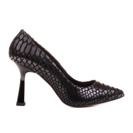 Marco Shoes Sapatos elegantes com camurça revestida com um padrão de cobra preto