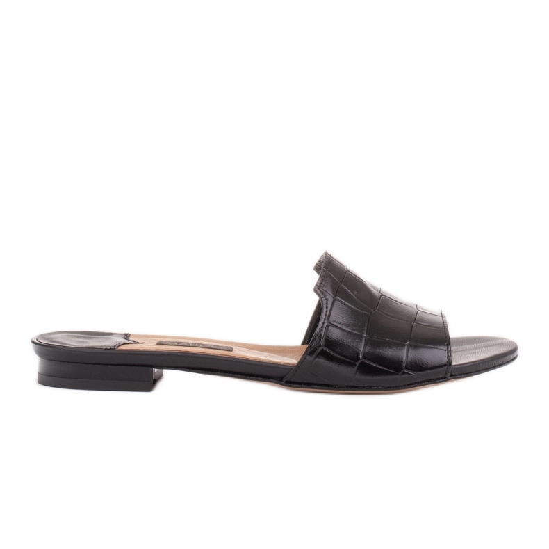 Marco Shoes Chinelos femininos elegantes de couro preto